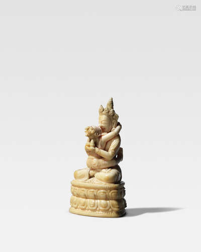 QIANLONG PERIOD (1735-1796) AN IVORY FIGURE OF WHITE CHAKRASAMVARA