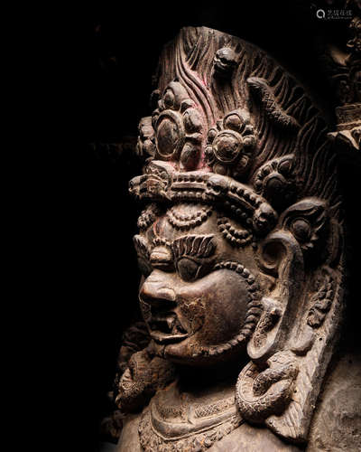 NEPAL, 17TH/18TH CENTURY A WOOD SHRINE TO BHAIRAVA