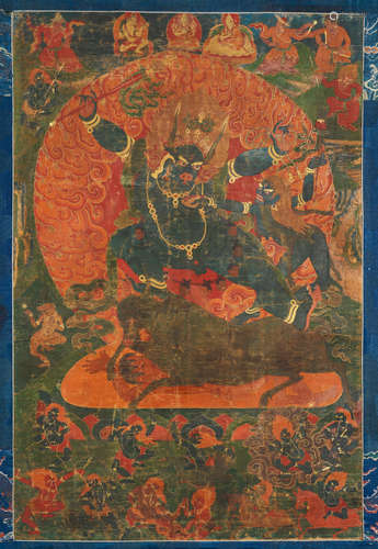 TIBET, 17TH CENTURY A THANGKA OF YAMA DHAMARAJA