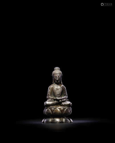 SWAT VALLEY, 7TH/8TH CENTURY A SILVER FIGURE OF BUDDHA