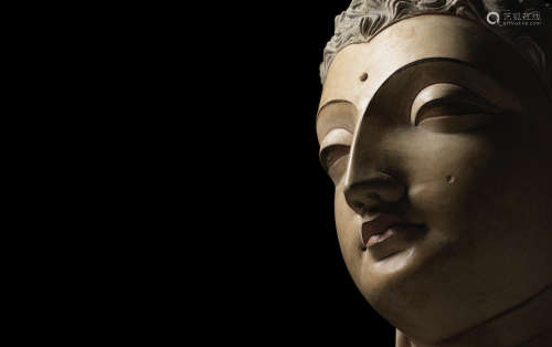 ANCIENT REGION OF GANDHARA, CIRCA 4TH/5TH CENTURY A POLYCHROMED STUCCO HEAD OF BUDDHA