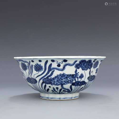 A BLUE AND WHITE BOWL WITH XUANDE MARK