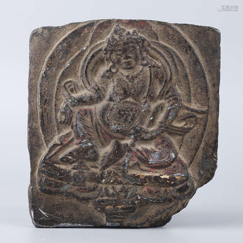 A TIBET CARVED STONE BUDDHA PLAQUE