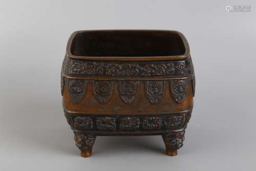 A RECTANGLE BRONZE CENSER