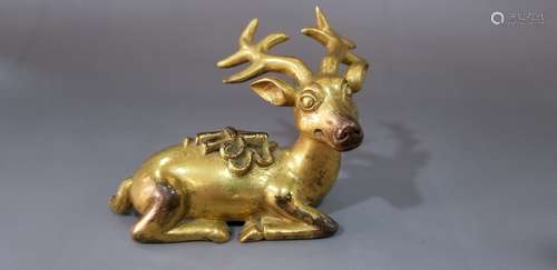 A GILT BRONZE DEER