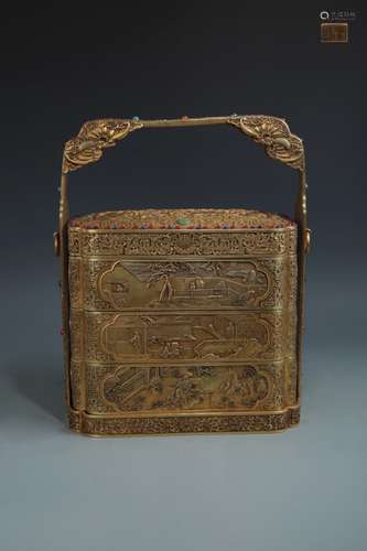 A GILT BRONZE BOX