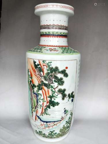 A FAMILLE ROSE VASE WITH KANGXI MARK