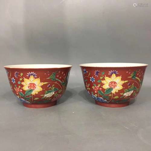 TWO ENAMEL GLAZED BOWLS WITH YONGZHENG MARK