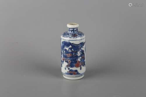 A BLUE AND COPPPER RED SNUFF BOTTLE