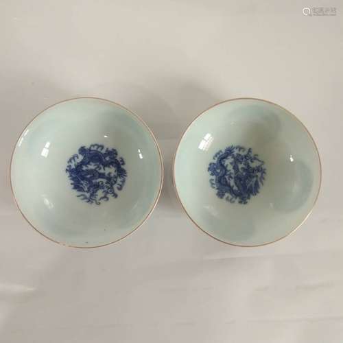 A PAIR OF DOUCAI CUPS WITH YONGZHENG MARK