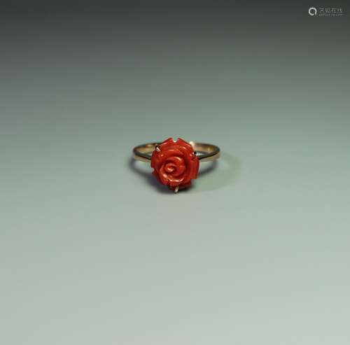 A CORAL ROSE RING