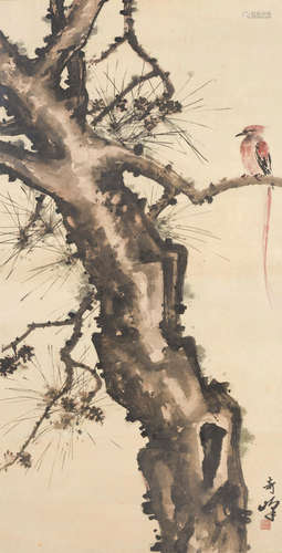 Paradise Flycatcher Perching on the Pine Gao Qifeng (1889-1933)