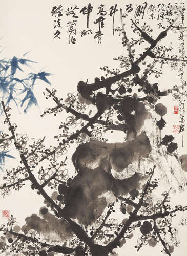 Bamboo and Plum Blossoms Guan Shanyue (1912-2000)