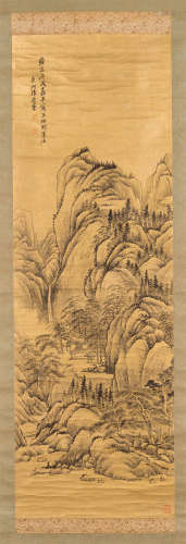 张宗苍（清） 1730年作 山水 立轴 水墨泥金纸