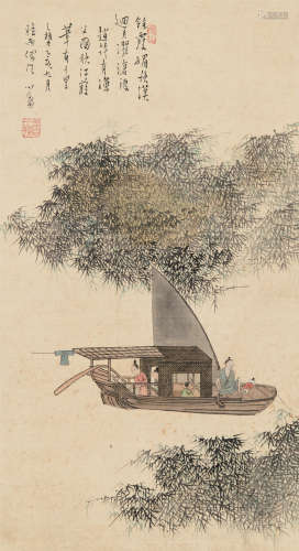 溥儒（1896～1963） 1935年作 渔父图 立轴 设色绢本
