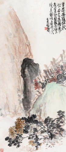 吴昌硕（1844～1927） 东篱菊 立轴 设色纸本