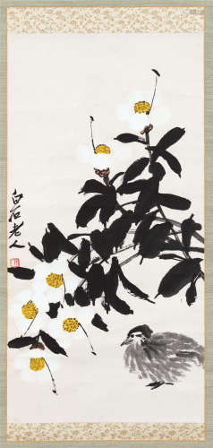 齐白石（1864～1957） 花鸟 立轴 设色纸本