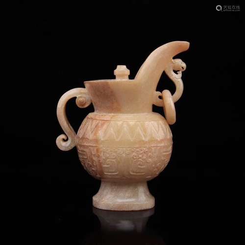 A HETIAN JADE JUE-SHAPED TEAPOT