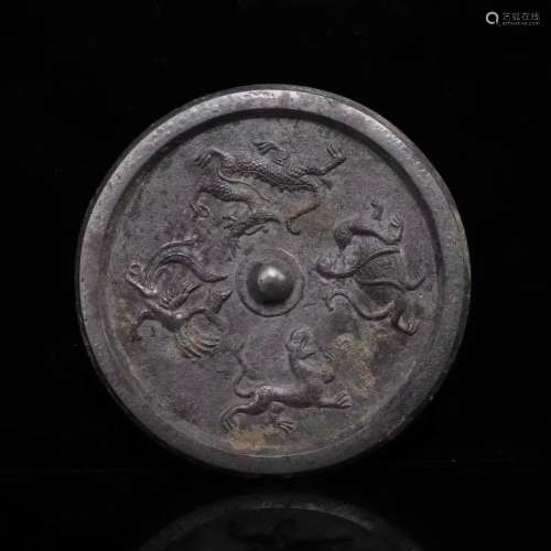 18-19TH CENTURY, A FOUR ANIMALS PATTERN MIRROR, LATE QING DYNASTY