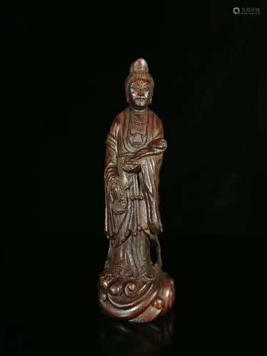 17-19TH CENTURY, A GUANYIN DESIGN BAMBOO STATUE, QING DYNASTY