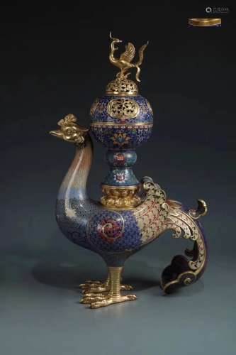 17-19TH CENTURY, A CHICKEN DESIGN CLOISONNE VESSEL, QING DYNASTY