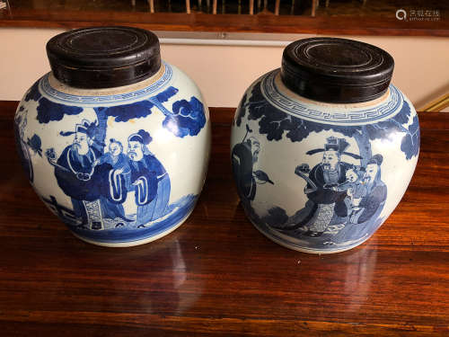 18-19TH CENTURY, A PAIR OF BLUE&WHITE 