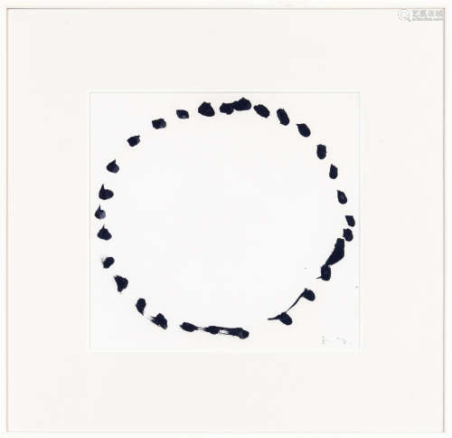 吉原治良（1905～1972） 白底黑点的圆 镜框 水墨纸本