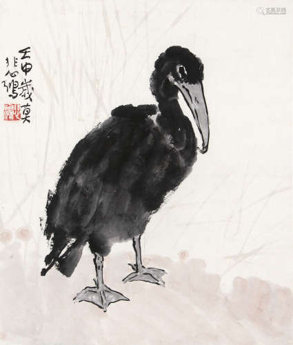 徐悲鸿（1895～1953） 鱼鹰 立轴 设色纸本