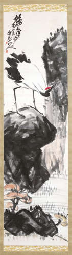 王震（1867～1938） 1926年作 鹤寿 立轴 设色纸本