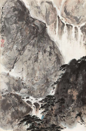 傅小石（1932～2016） 1979年作 山水 镜框 设色纸本