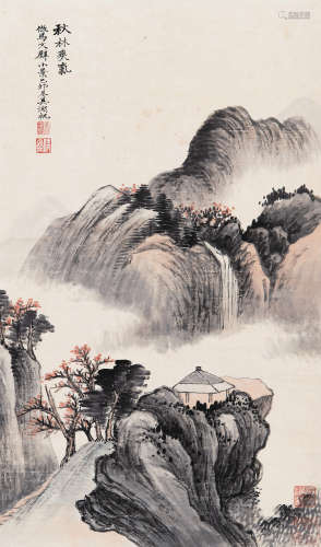 吴湖帆（1894～1968） 1939年作 秋林爽气 立轴 设色纸本