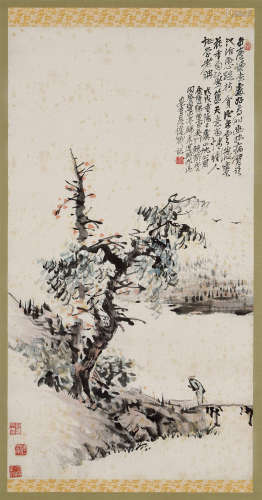 吴昌硕（1844～1927） 山水 立轴 设色纸本