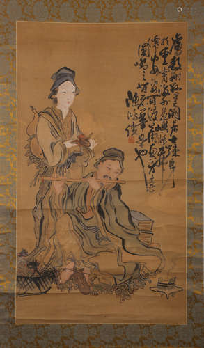 CHINESE INK AND COLOR SCROLL PAINTING