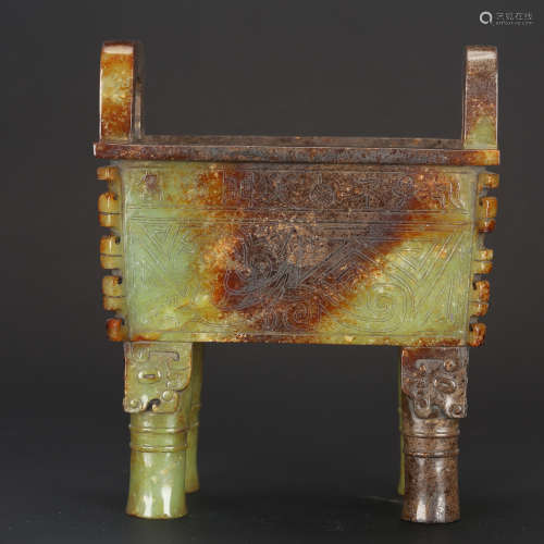 CHINESE ARCHAIC JADE DING VESSEL