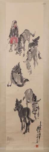 CHINESE INK AND COLOR SCROLL PAINTING