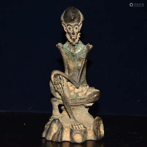 CHINESE BRONZE FIGURE OF LOHAN