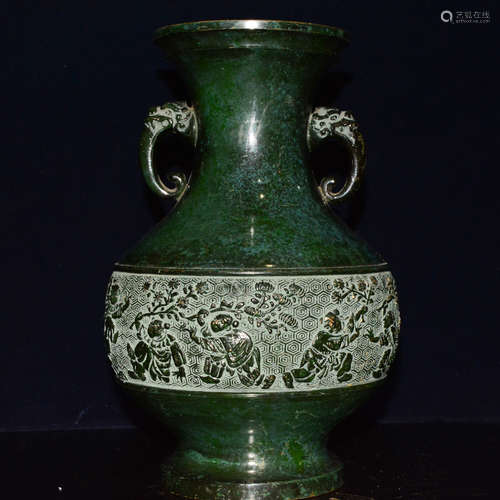 CHINESE GREEN GLAZED PORCELAIN VASE