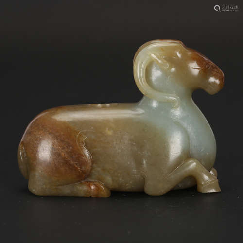 CHINESE CELADON JADE RAM