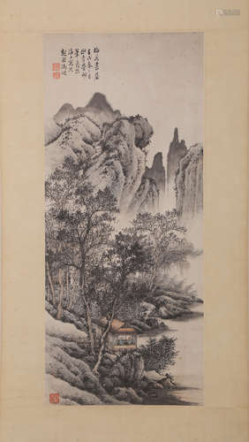 CHINESE INK AND COLOR SCROLL PAINTING