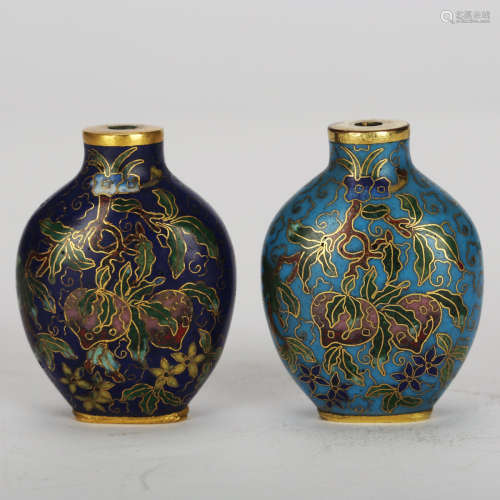 CHINESE TWO CLOISONNE SNUFF BOTTLES