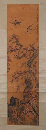 CHINESE INK AND COLOR SCROLL PAINTING