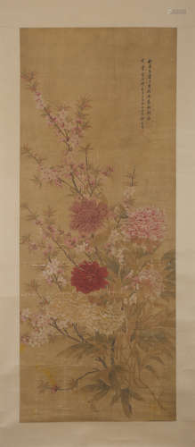 CHINESE INK AND COLOR SCROLL PAINTING