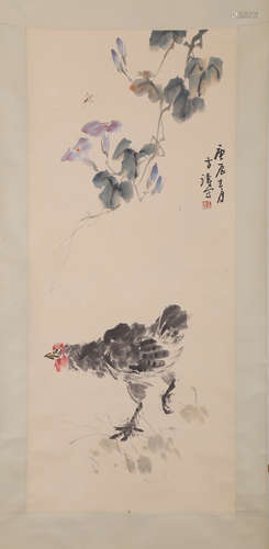 CHINESE INK AND COLOR SCROLL PAINTING