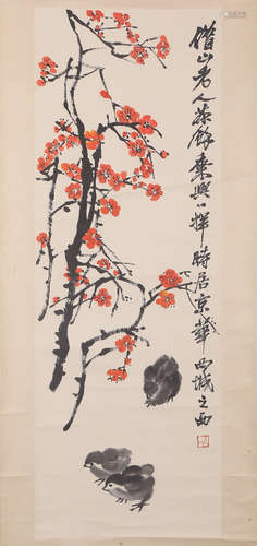 CHINESE INK AND COLOR SCROLL PAINTING