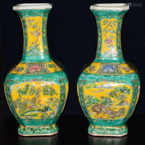 CHINESE PAIR OF FAMILLE ROSE PORCELAIN VASE