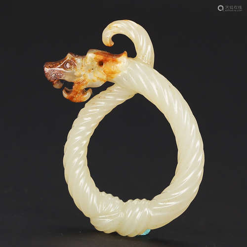 CHINESE WHITE JADE DRAGON PENDANT