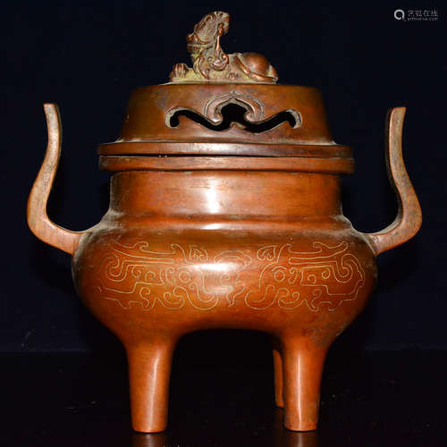 CHINESE BRONZE COVER CENSER