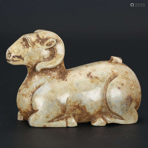 CHINESE ARCHAIC JADE RAM