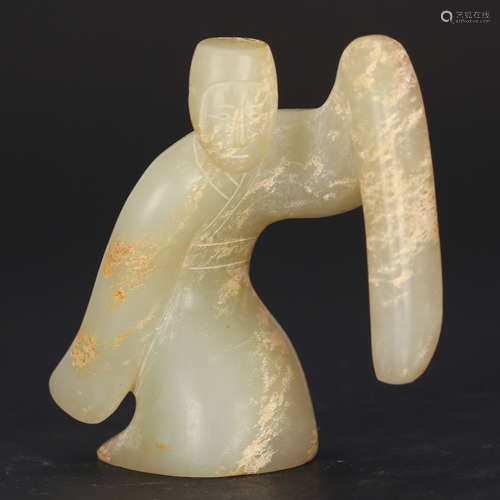 CHINESE ARCHAIC JADE FIGURINE