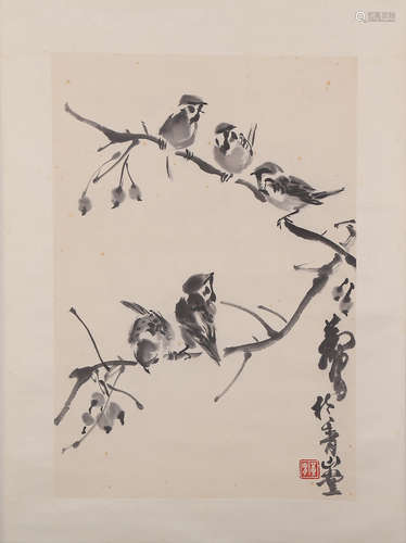 CHINESE INK AND COLOR SCROLL PAINTING